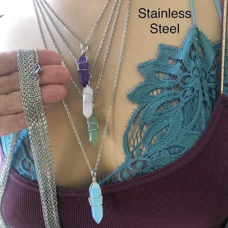 Crystal Fairy Necklace Wrapped Crystal Lotus Crystal Necklace Crystal Pentacle Necklace Wrapped Crystals Crystal Jewelry