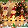 Stojící sada vánočních postaviček Osvětlená panenka Dekorace, Roztomilá plyšová figurka Santa Clause/Sněhuláka/Sobi s vánočními hračkami Teplé LED světlo pro stolní desku