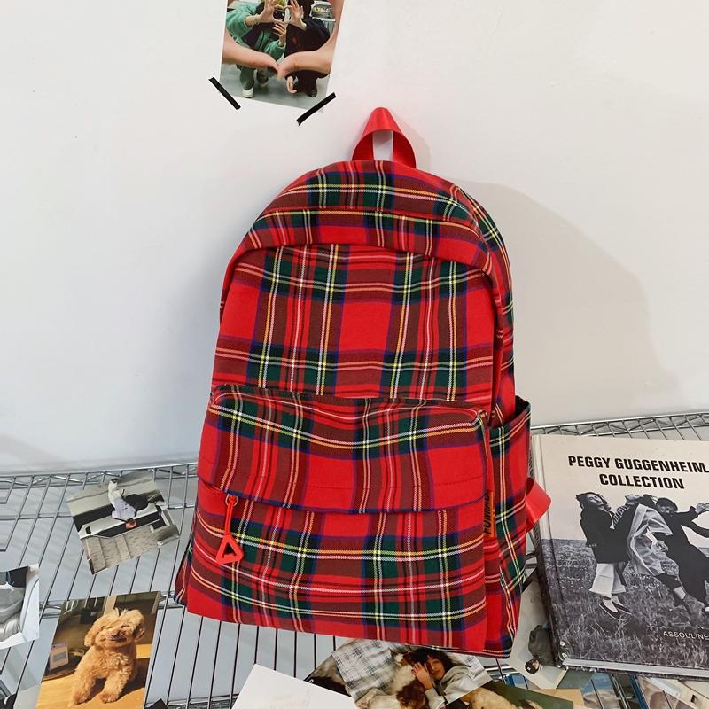 Studentský kostkovaný školní batoh Dámský velkokapacitní batoh Cestovní batoh