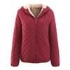 Women Hooded Jacket Cotton Quilted Coat Casual Loose Fit Long Sleeves Zipper Pocket Warm Solid Color Outwear for Ladies Autumn Winter