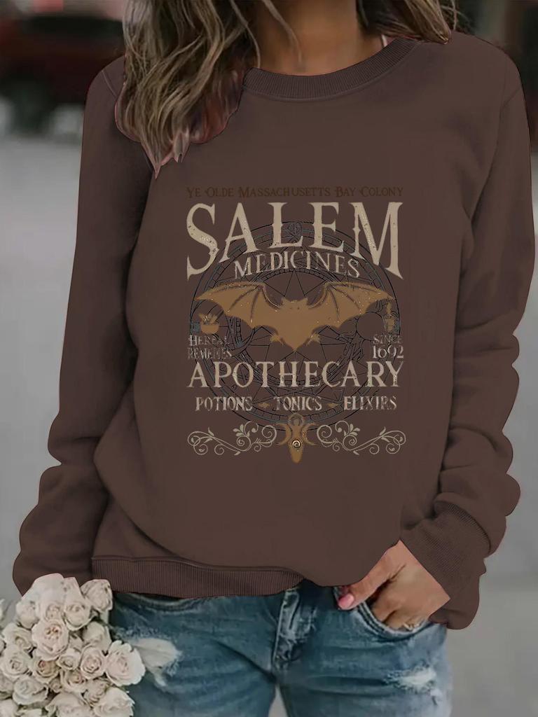 Women's Halloween Crew Neck Pullover Sweatshirt - Long Sleeve Casual Fall/Winter Style