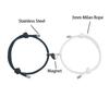 Romantic 2pcs/Pair Magnet Couple Bracelet Adjustable Matching Braclet Rope Black White Heart Magentic Braslet Gift For Lover