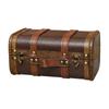 VintageStyle Handheld Storage Trunk AntiqueThemed Wood Frame with Faux Leather