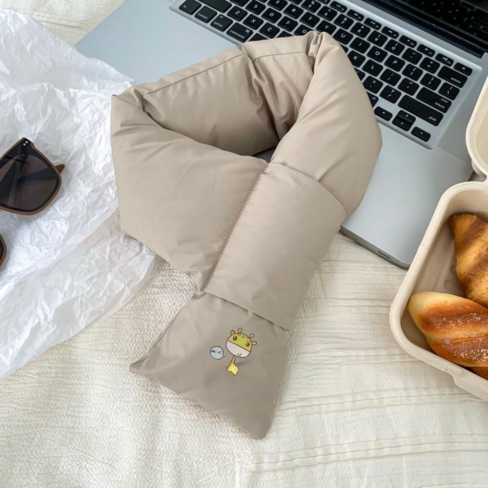 Windproof Down Cotton Scarf Solid Color Thermal Warm Scarf Fashion Winter Cross Scarf  Outdoor