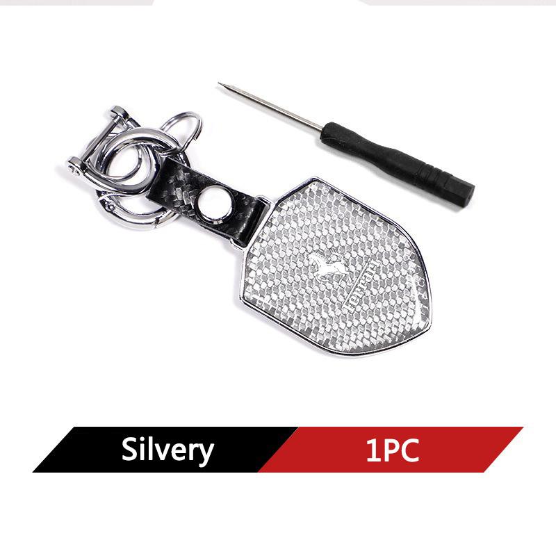 Carbon Fiber Matel Car Logo Keychain Keyring Key Chain Accessories for Ferrari Roma 488 SF90 Stradale Spider Portofino LaFerrari