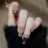 Black Bowknot Decorated Fake Nails Not Easy to Break Fake Nails for Nail Art School Home Use