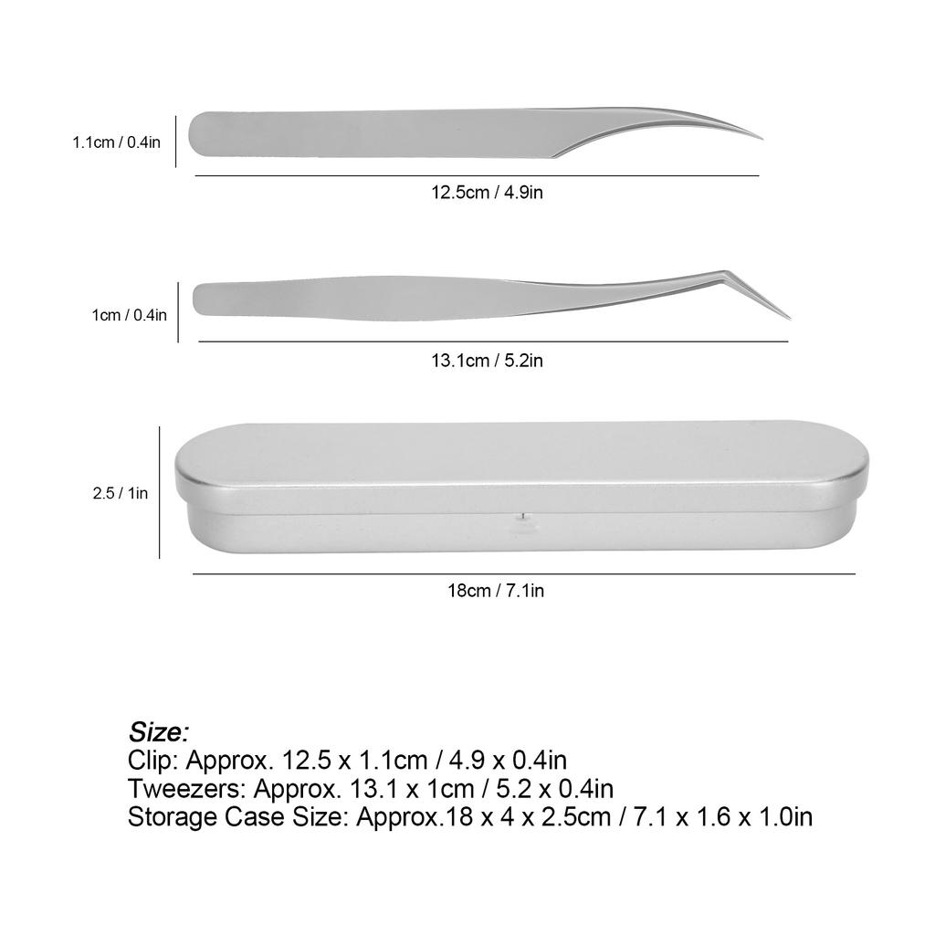 Stainless Steel Eyelash Extension Tweezers False Eyelashes Grafting Tweezers Makeup Tool