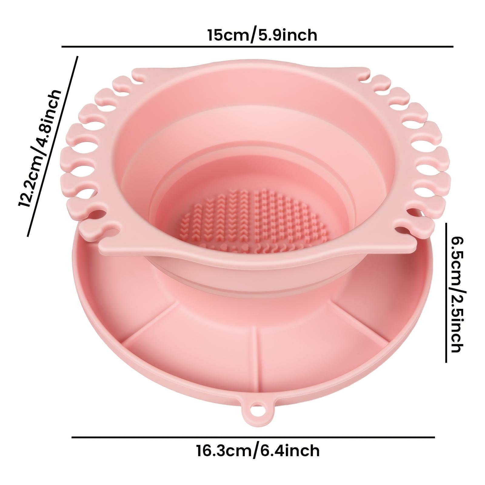 1Pc Foldable Silicone Makeup Brush Cleaner, Drying Brush Rack and Storage Tray - Portable Wash Pad with Textured Base розовый