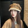 Korean Style Plaid Plush Beret Keep Warm Fisherman Hat Retro Winter Painter Hat  Autumn And Winter