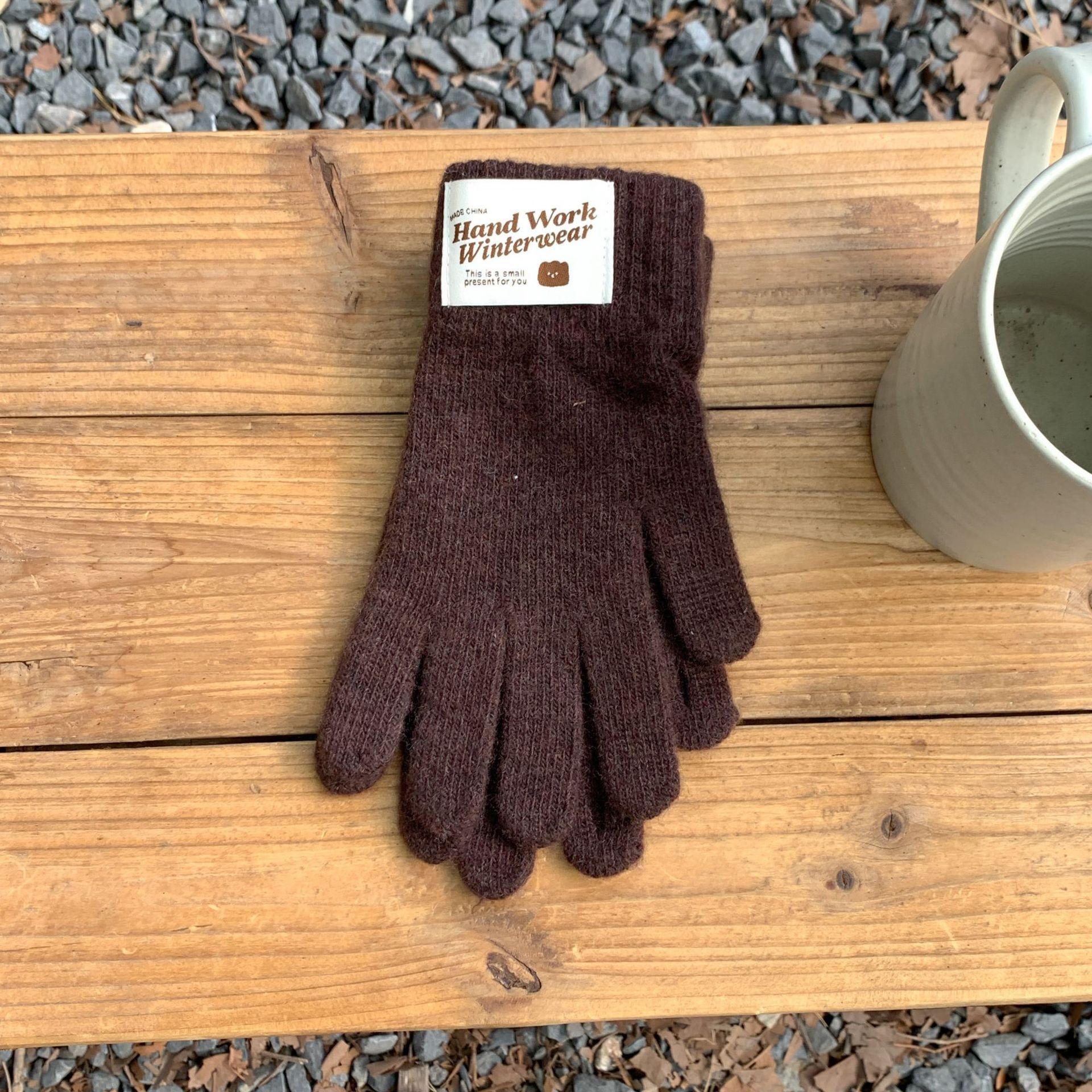 

Korean Version of Winter Warm Candy Color Fingerless Touch Screen Cute Woolen Knitted Split-finger Cold-proof Cycling Gloves for Women, Versatile one size fits all