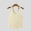 INCERUN Men U Neck Sleeveless Back Bandage Fitted Tank Tops