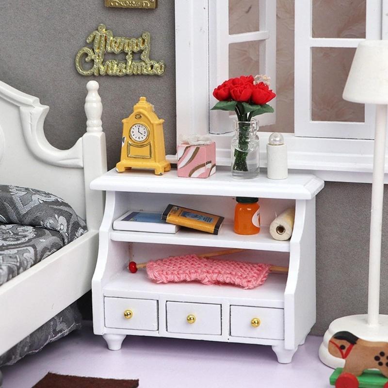Handcraft Miniature Wooden Cabinet for 1/12 Scale Dollhouses Bathroom Accessories Collection Scene Display Accessory