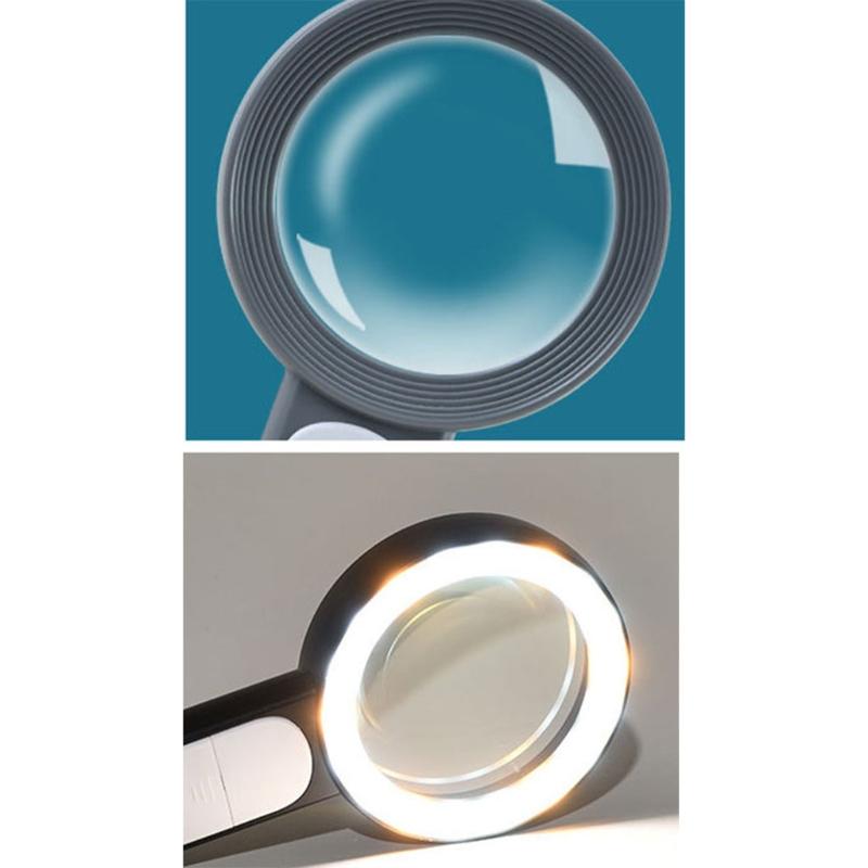 30x Super Große Lupe mit LED-Leuchten AAA-Batterie Große Lupe Tragbare Hand-Lesebrille Lupe