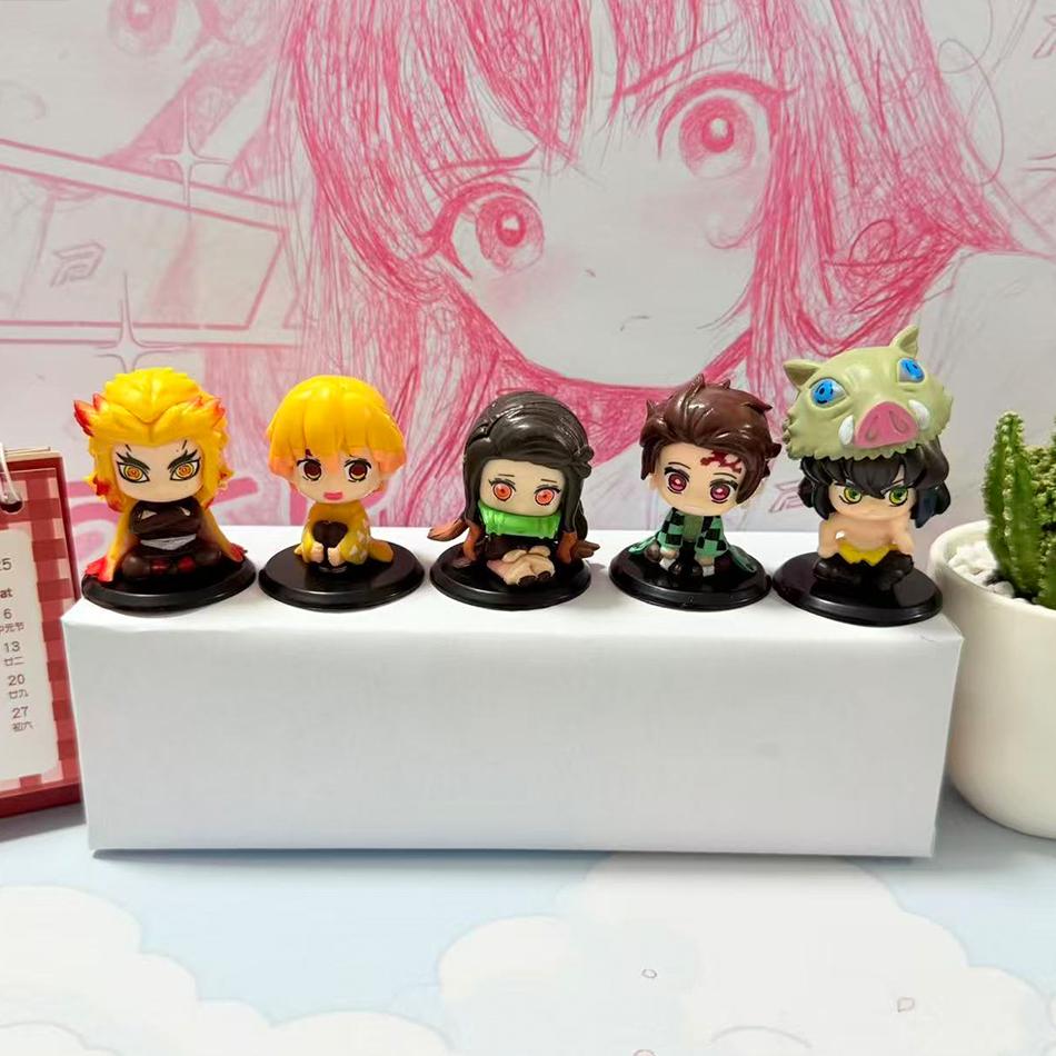 Q-Version Demon Slayer 5 Stile/Set Sitzende Geisterpuppe Tanjiro Nidouzi Inosuke Zenizu Figur Actionfigur Filmmodell Spielzeugpuppe