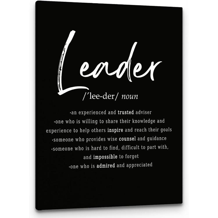 PHAMTE Leader Motivational Wall Art, Leadership Gifts, Great Leader Definition Print Framed Canvas Painting Artwork Home Bedroom Boss Room Office чёрный