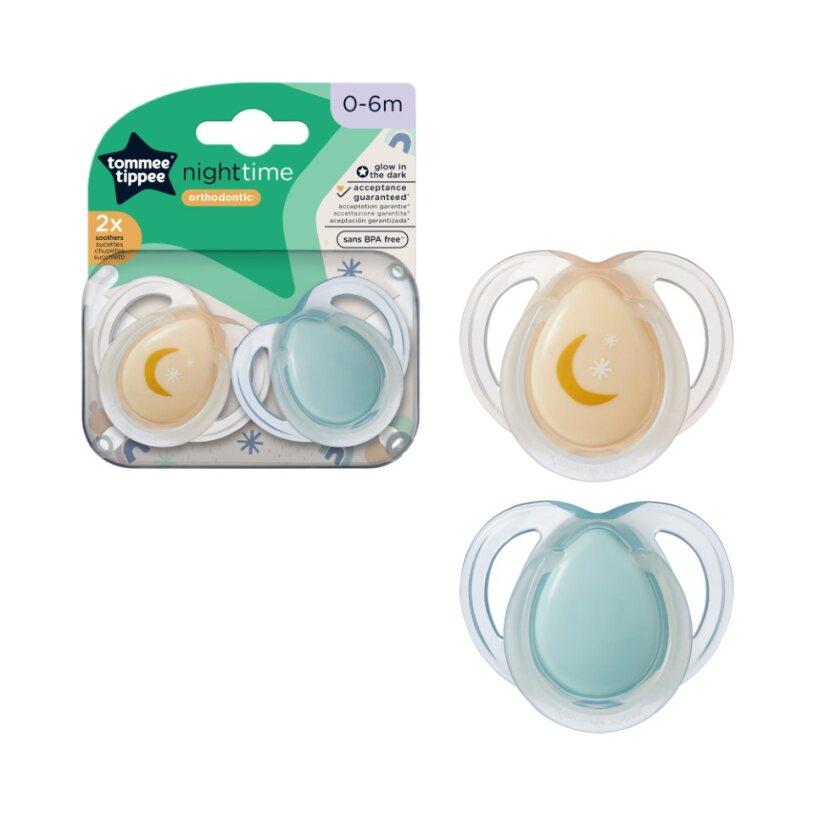 TOMMEE TIPPEE TTP43338095 NIGHT TIME soothers 0-6m mix 2 pack