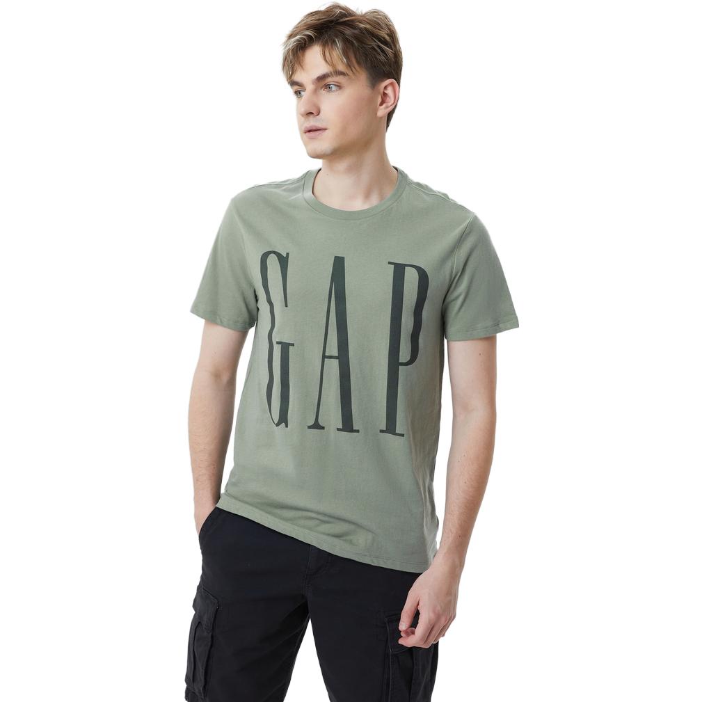 Gap Ss23 Briefopdruk Ronde Hals Pullover Korte Mouwen T-shirt Unisex T-shirt Mochi-Groen 610134