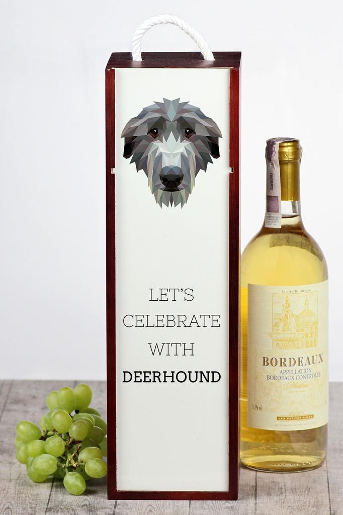 Chart Szkocki, Deerhound - Geometryczne Pudełko Ze Zdjęciem I Napisem Na Wino Marki Art-Dog