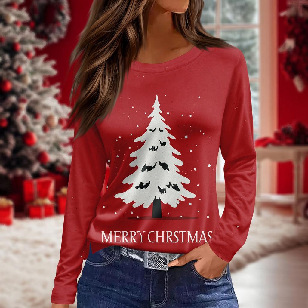 Women's Daily Casual Long-sleeved Printed O-neck Top