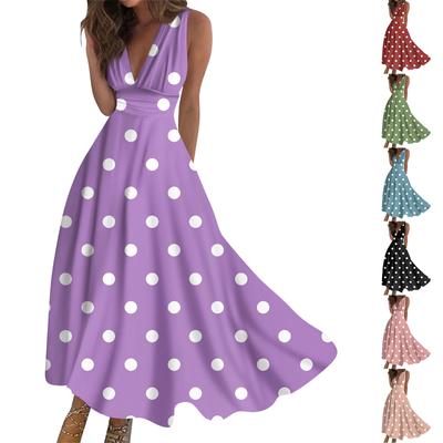 Women's Long Dress Maxi Dress Casual Dress Summer Casual Sleeveless V Neck Boho Waist Retraction Printed Dress