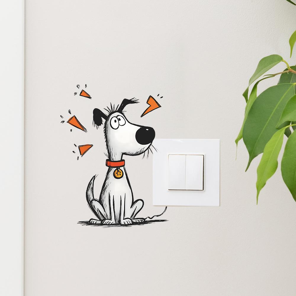 Cartoon Niedlicher Welpe Schalterplatten-Aufkleber für Kinderzimmer Schlafzimmer Wanddeko Selbstklebend Abnehmbare Folie