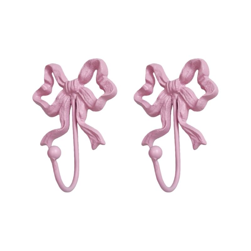 Pack of 2 Functional Bows Shaped Hooks Cast Iron for Wall Organization Space Saving Kitchen Hallway Closet Hanger