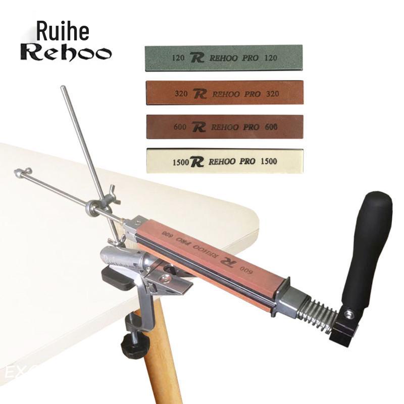 Ruihe Metal Fixed-Angle Knife Sharpener RH-006 with 4 Reversible Stone Clamps for Efficient Sharpening