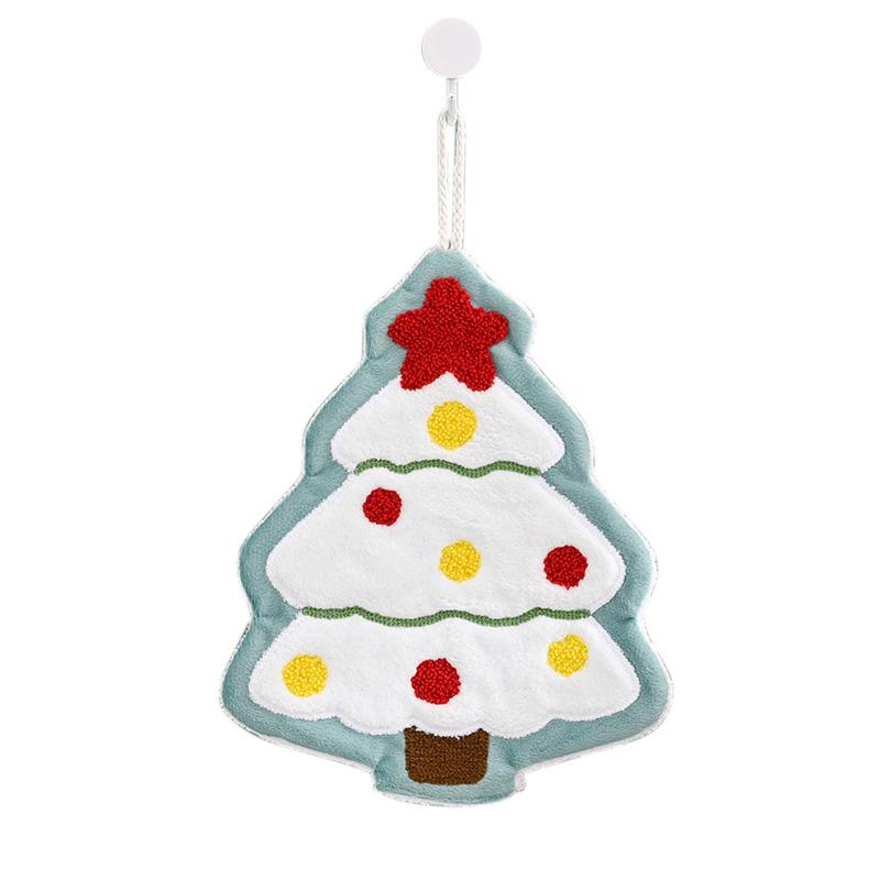 Christmas Hand Towel Creative Snowman Santa Claus Shape Handkerchief Towels Kitchen Bathroom Absorbent Hand Cloth Xmas Decor