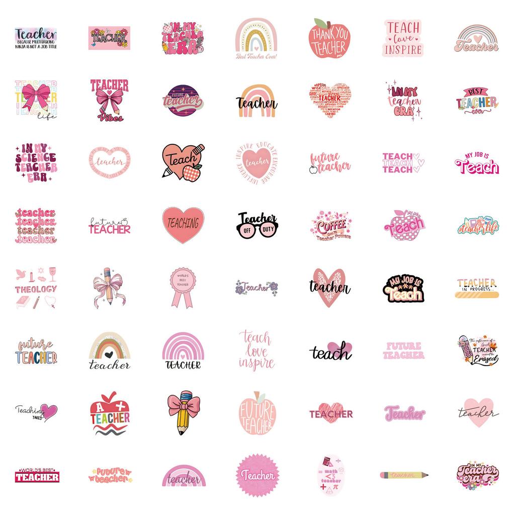 55 New Pink Teacher Graffiti Stickers Suitcase Mobile Phone Personalized Stickers