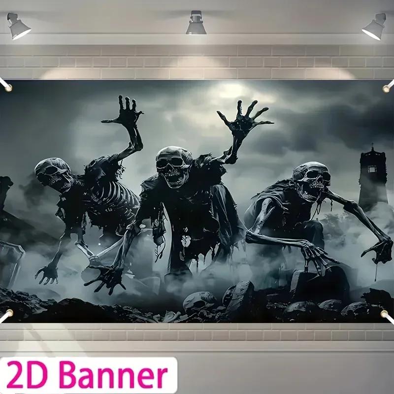 2D Banner, 1 Piece, Halloween Party Banner, Multi-sized Polyester Materialzyc