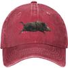 Running Wild Boar Baseball Cap Vintage Washed Denim Style Adjustable Cotton Adult Hat