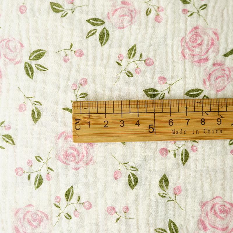 135x50CM Różowy Kwiat Róży Nadruk Czysta Bawełna Dwustronna Tkanina Krepowa Dla Ubrań Dziecięcych, Tkanina Domowa DIY Tkanina YHTJ0137