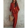 2026 Womens Loose Fit Solid Color Two-Piece Set T-Shirt Midi Skirt Casual Outfit
