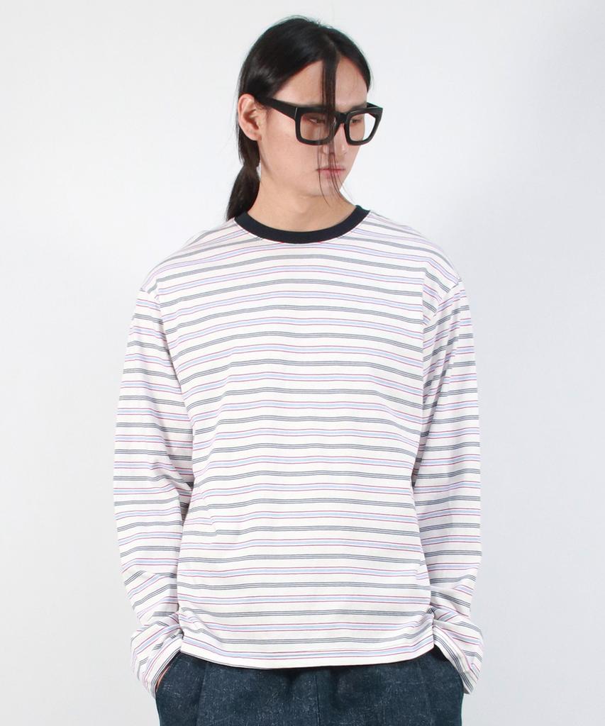 Deumakeu M Multi Stripe Long Sleeve Tee - White