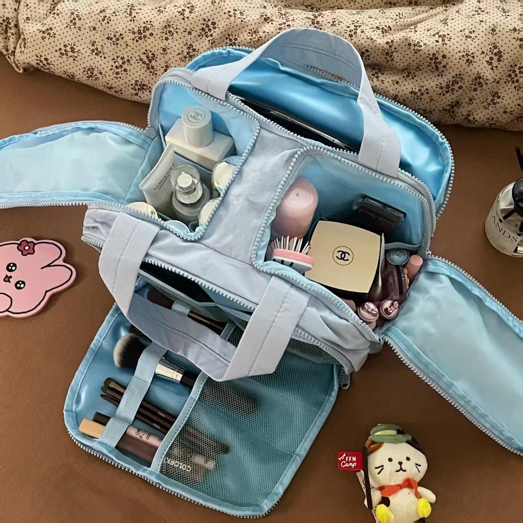 Durable Waterproof Double-Opening Makeup Bag - Large Capacity, Portable & High-Value for Travel