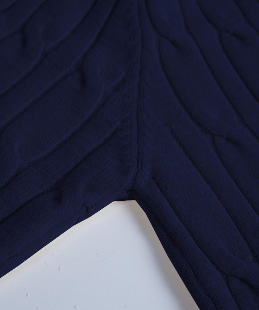BIRBANTE Soft Washable Cable Round Knit - Dark Navy