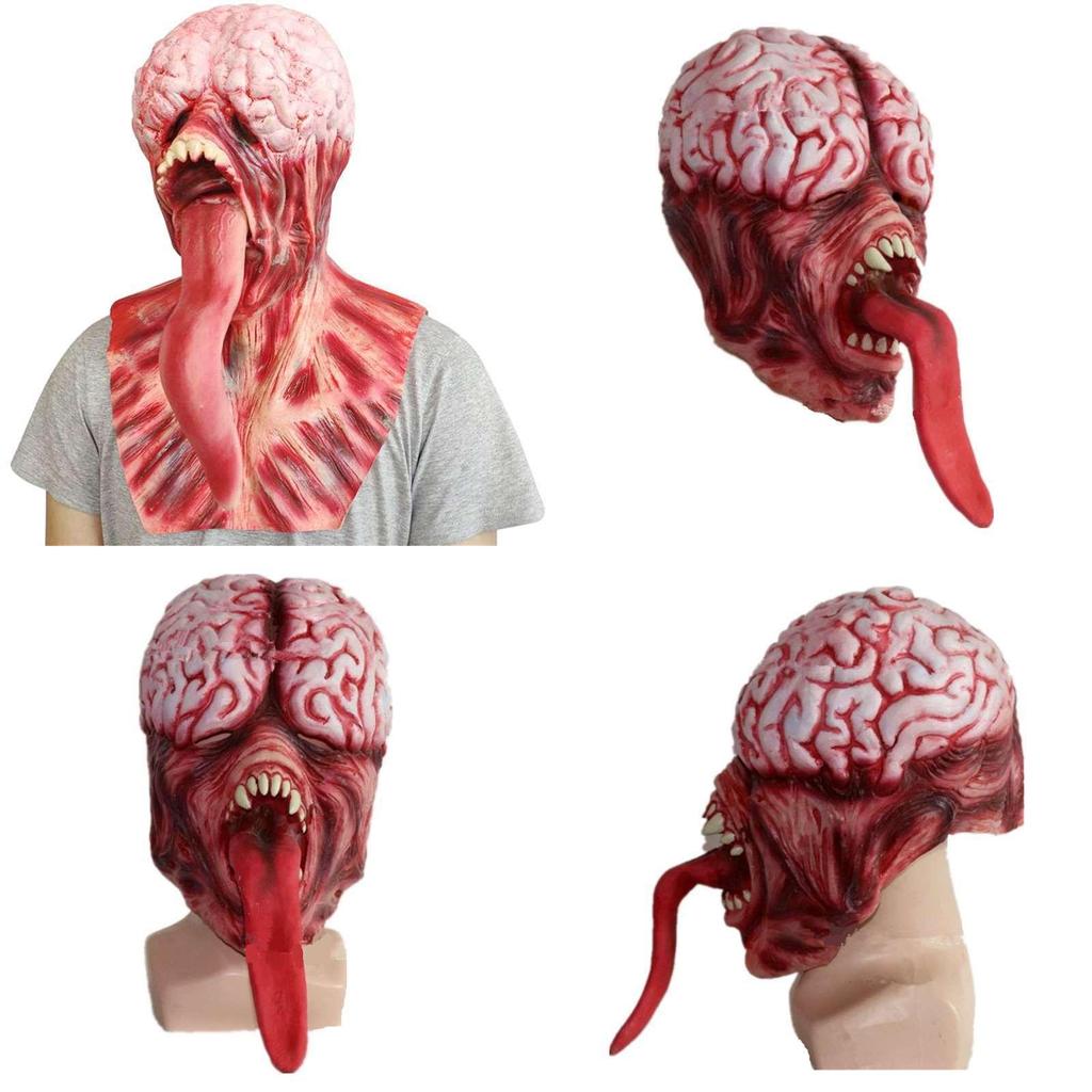 Bw Gy-a019 Long Tongue Monster Latex Bald Tyrant Headgear Halloween Horror Mask