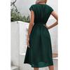 Women's Loose Casual V-Neck Belt Solid Color Dress Fashionable Dress Fashionable Dress