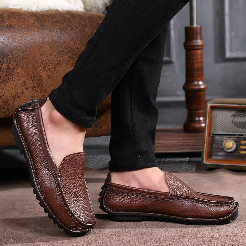 Wiosenne męskie skórzane buty casualowe Nowe modne męskie skórzane buty Trend Męskie buty Pełnoziarniste skórzane buty do jazdy samochodem