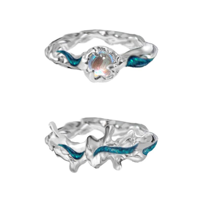 Elegant Dark Aesthetic Adjustable Copper Finger Ring For Women In Trendy Geometric Shape