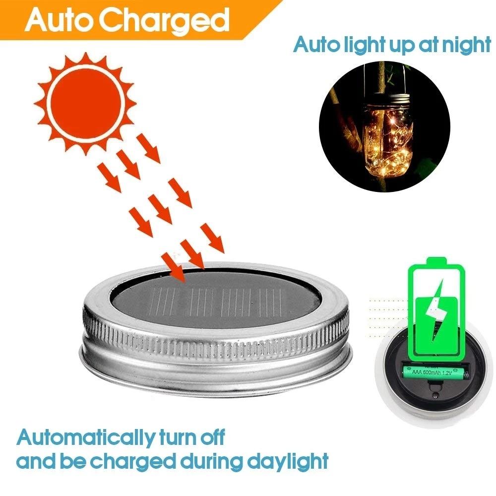 Buy 10/20 LEDs Solar Fairy Light with Mason Jar Lid for Christmas