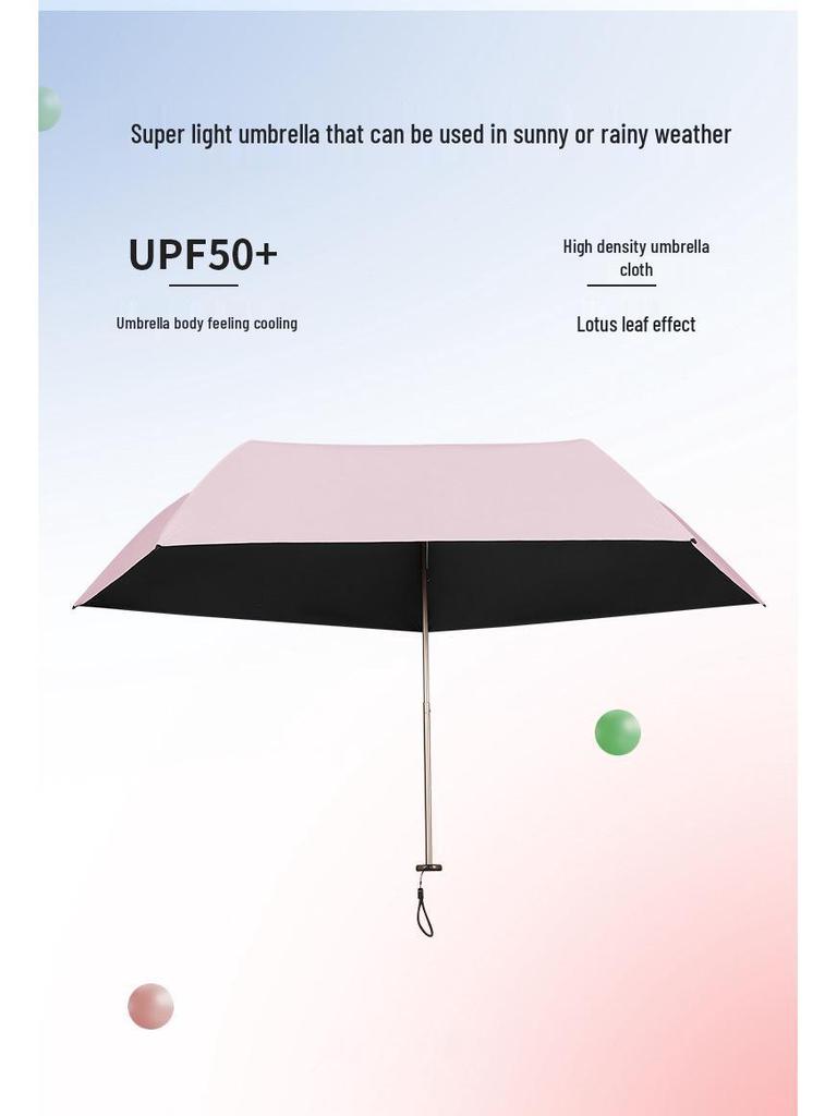 103g Carbon Fiber Mini Parasol - Black, UV-Protection, Folding Sunshade Umbrella for Women