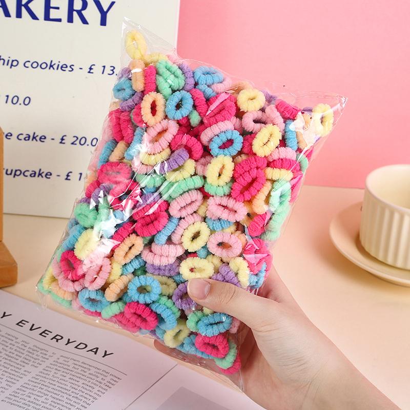 100/500Pcs Hair Accessories Girls Colorful Elastic Hair Bands Ponytail Hold Hair Tie Rubber Bands Scrunchie
