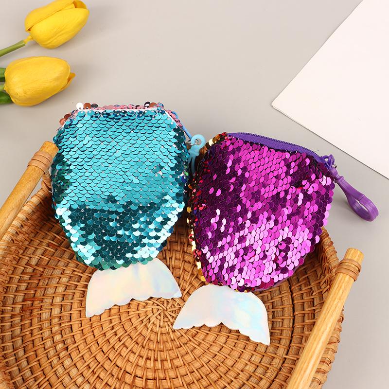 Lovely Sequined Mermaid Tail Coin Purse Cute Small Wallet Money Change Pouch Earphone Storage Bags For Children Gifts