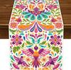 Flowers Sugar Skull Mexican Day of The Dead Table Runner,Dia De Los Muertos Kitchen Dining Table Decoration for Home Party Decor