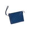Gucci GG printed embossed zipper closure leather messenger bag clutch medium size men's blue
