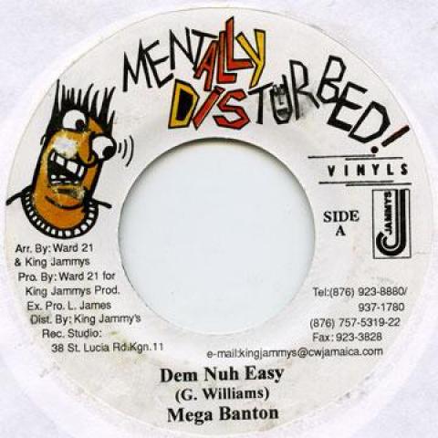 7inch Record MEGA BANTON - Dem Nuh Easy Mentally Distur 2002 Jamaica Reggae, Ska & Dub