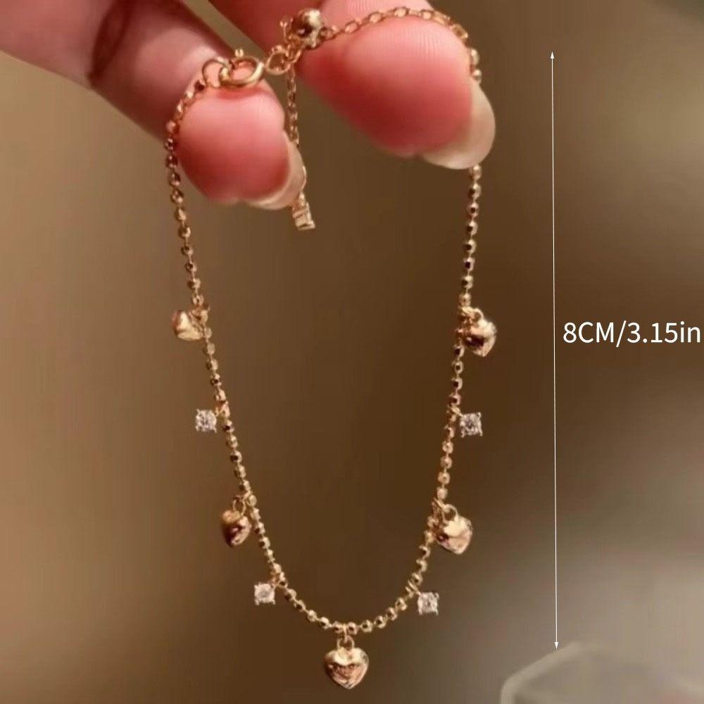 Minimalist Heart Pendant Bracelet Glod Silver Zircon Charm Bracelets Tassel Bracelet  Daily Wear