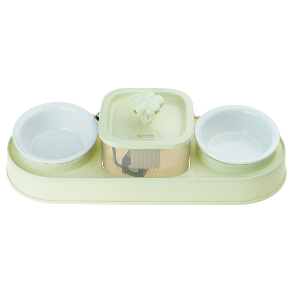Dog Feeding Double Bowl Elevating Cats Bowl Food Container for Dog with Automatic Water Fountain Pet Watering Supply