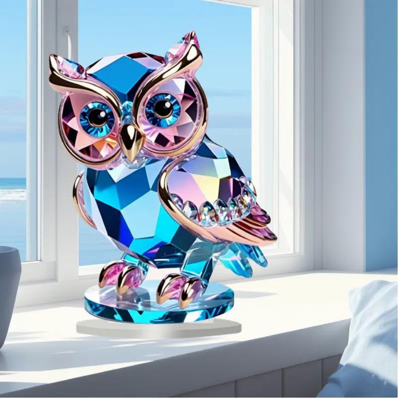 Modern Home Accent Clear Acrylic Owl Sculpture 15cm Square Cute Animal Ornament A Stylish Conversation-Starting Decorative Piece